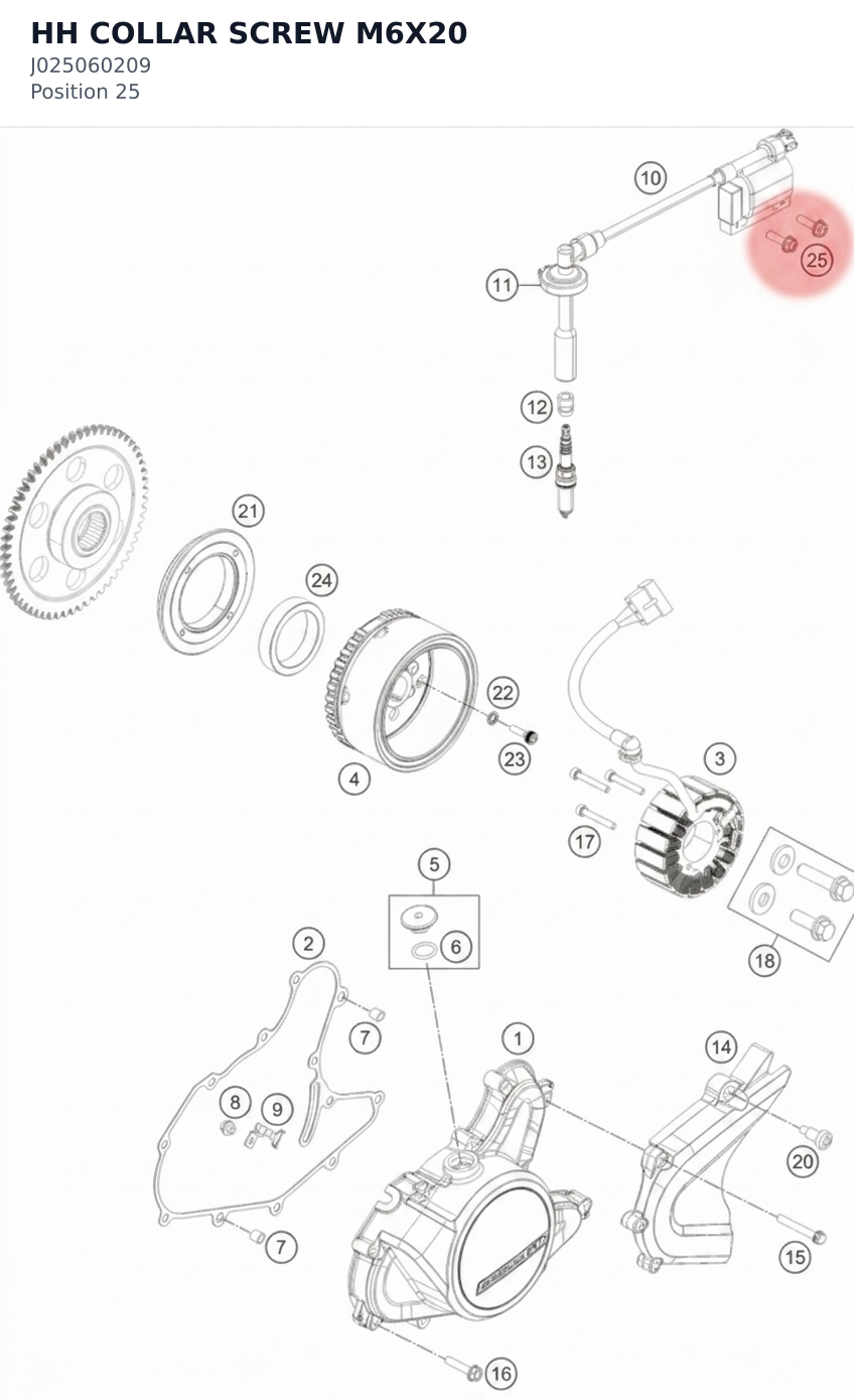 Diagram preview: HH COLLAR SCREW M6X20 (J025060209)