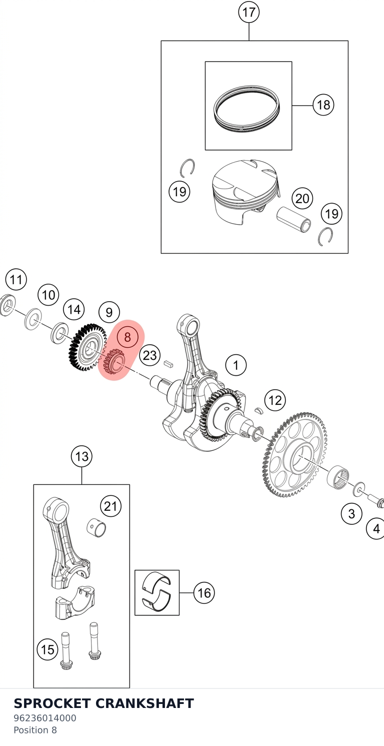 Diagram preview: SPROCKET CRANKSHAFT (96236014000)