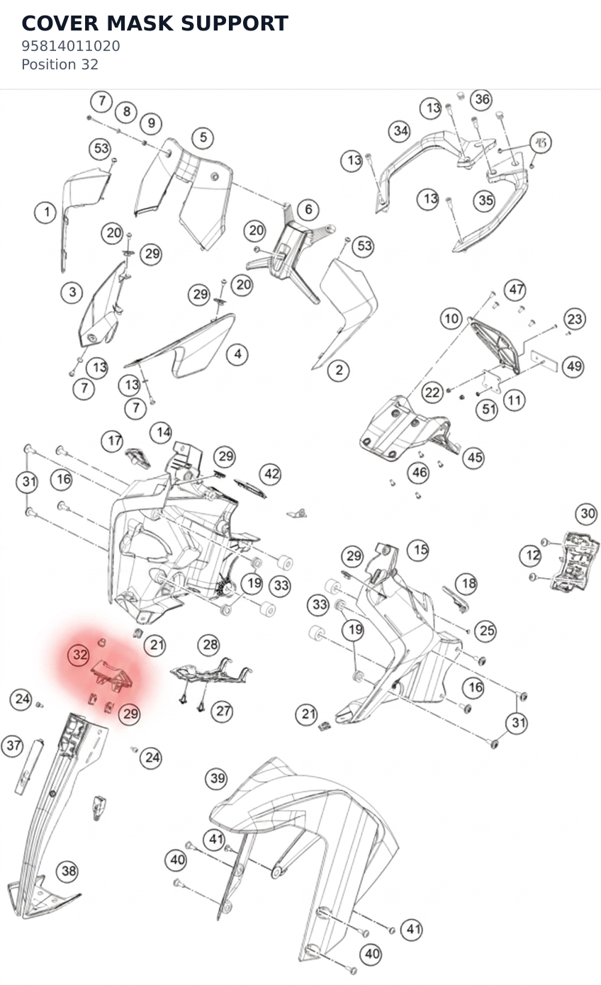 Diagram preview: COVER MASK SUPPORT (95814011020)