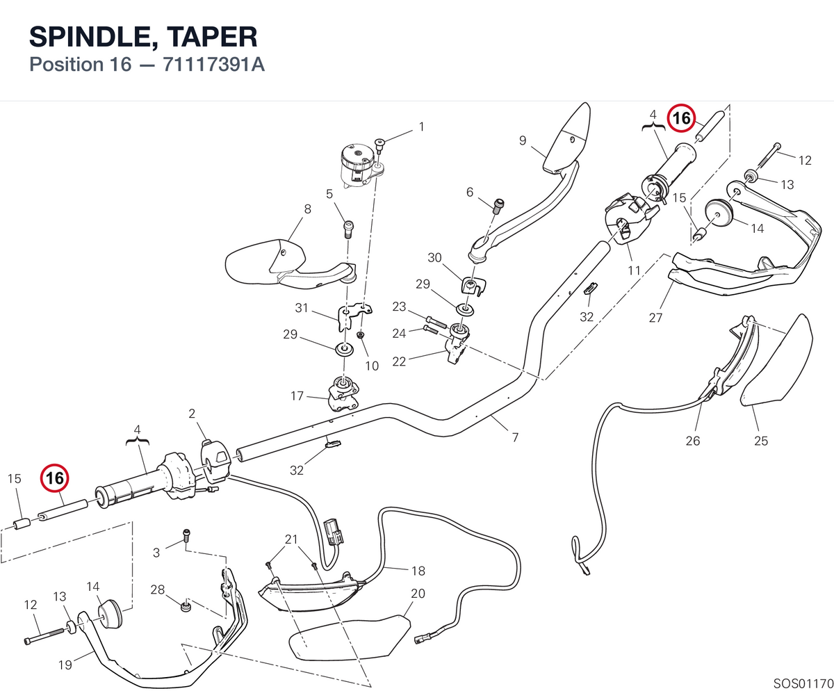 SPINDLE, TAPER 71117391A diagram position