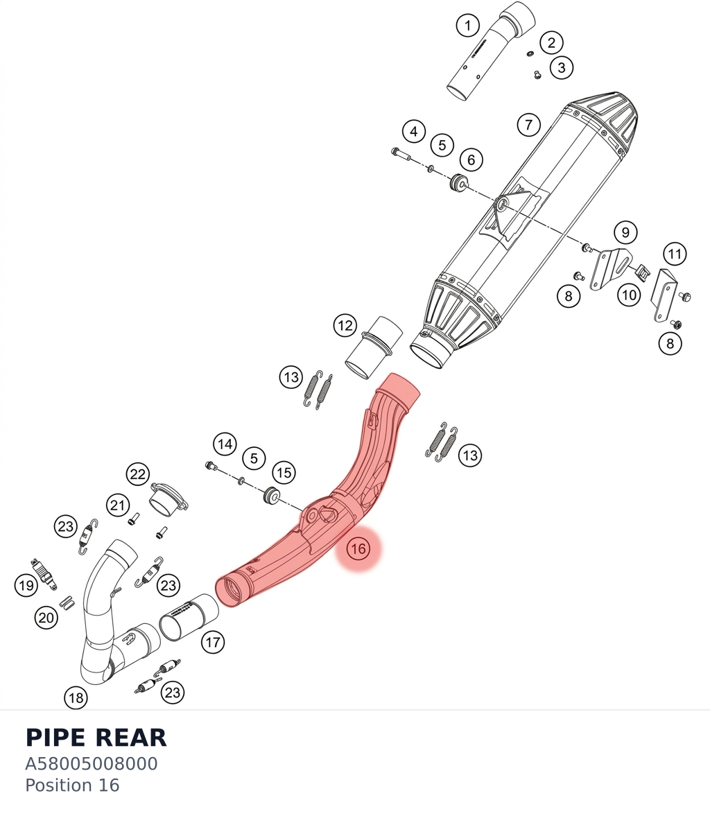 Diagram preview: PIPE REAR (A58005008000)