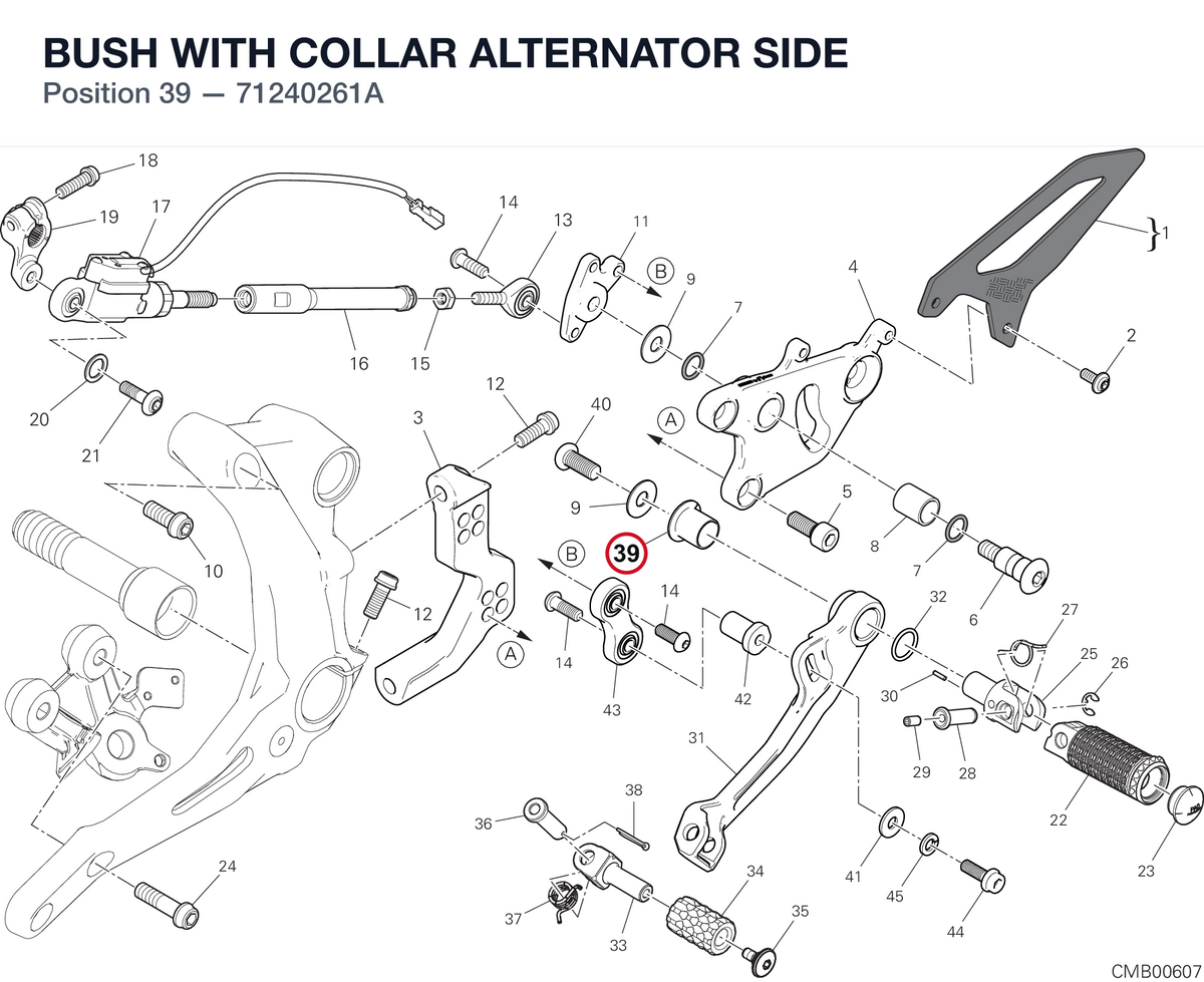 BUSH WITH COLLAR ALTERNATOR SIDE 71240261A diagram position