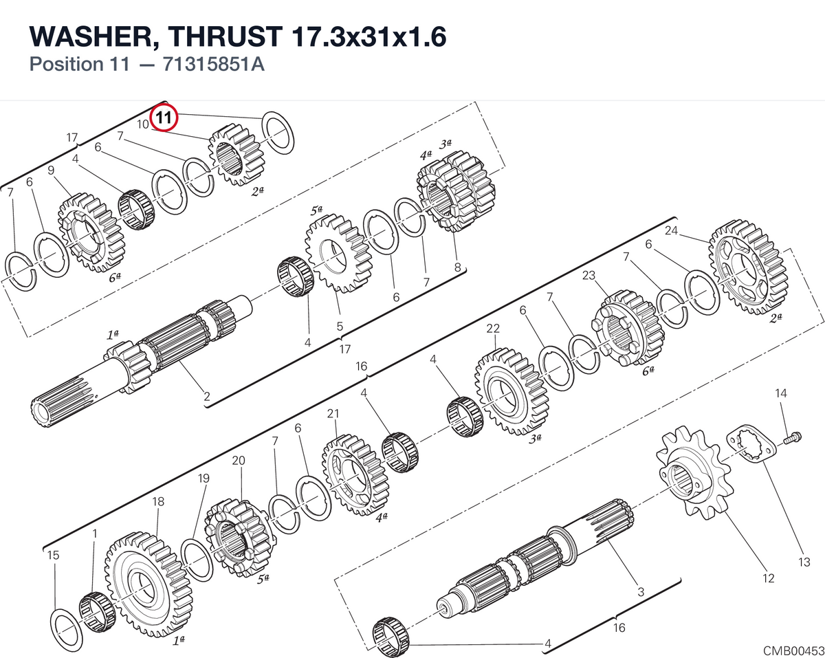 WASHER, THRUST 17.3x31x1.6 71315851A diagram position