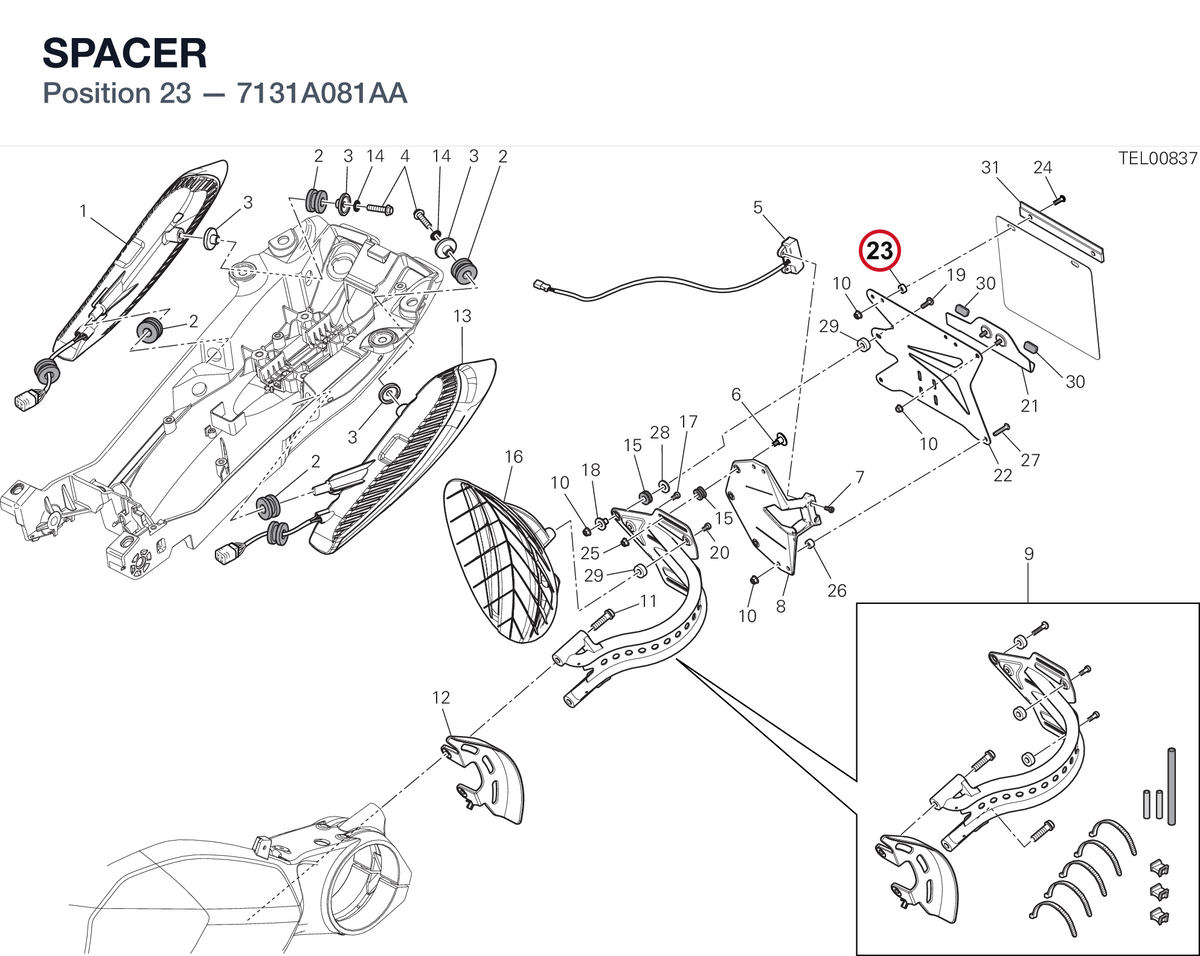 SPACER 7131A081AA diagram position