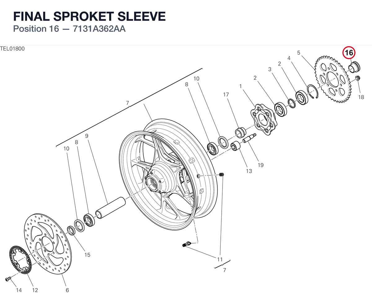 FINAL SPROKET SLEEVE 7131A362AA diagram position