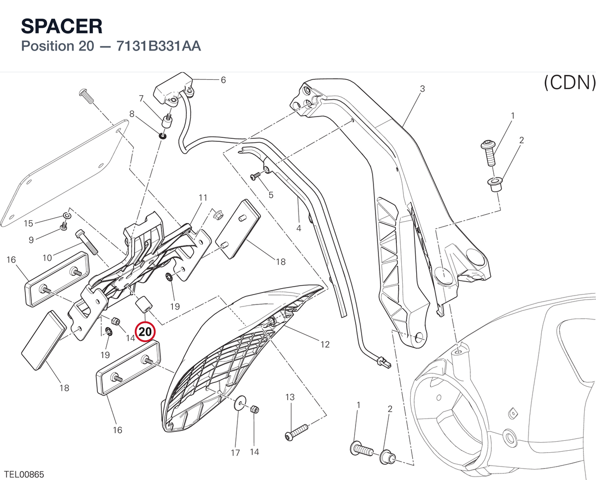 SPACER 7131B331AA diagram position