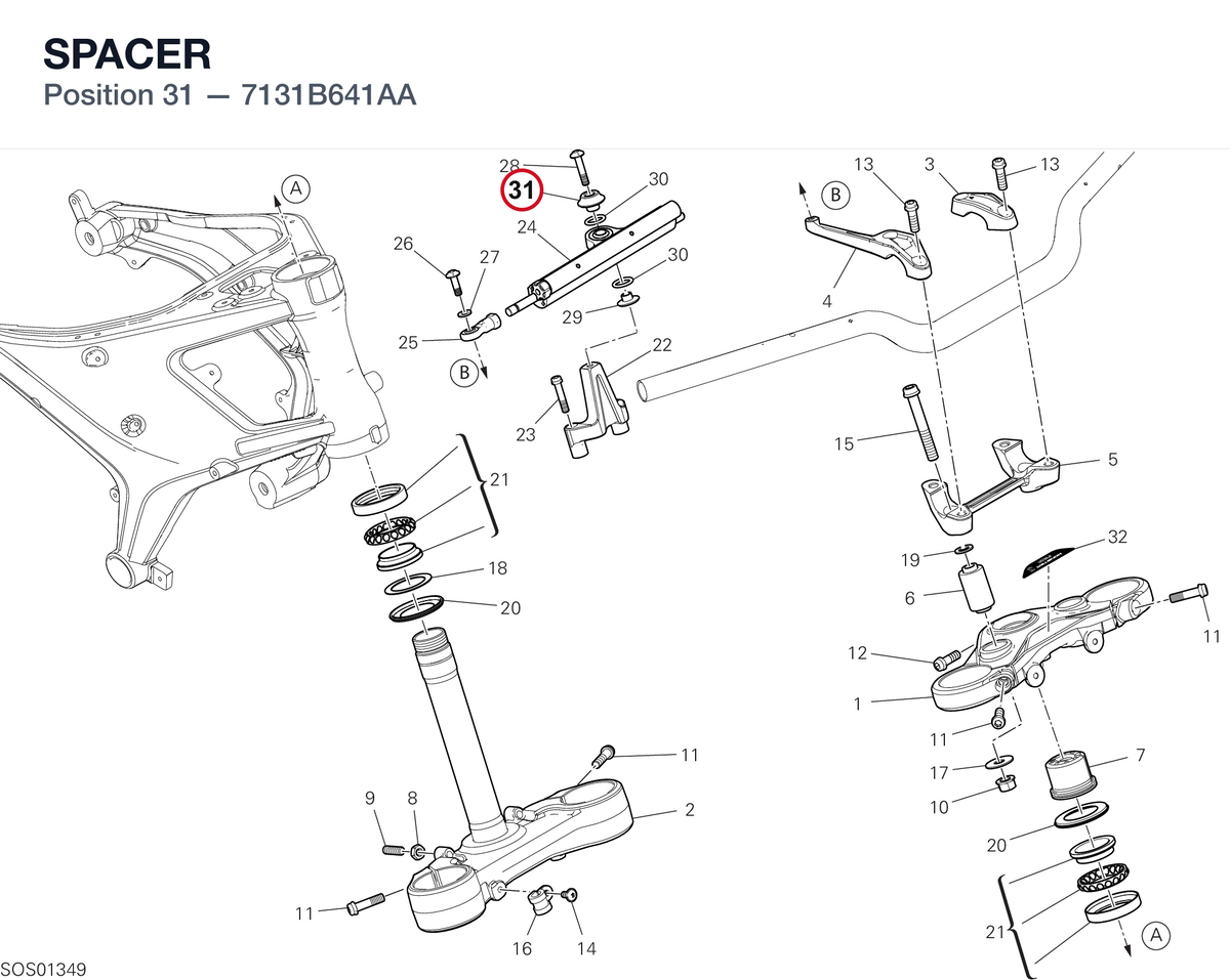 SPACER 7131B641AA diagram position