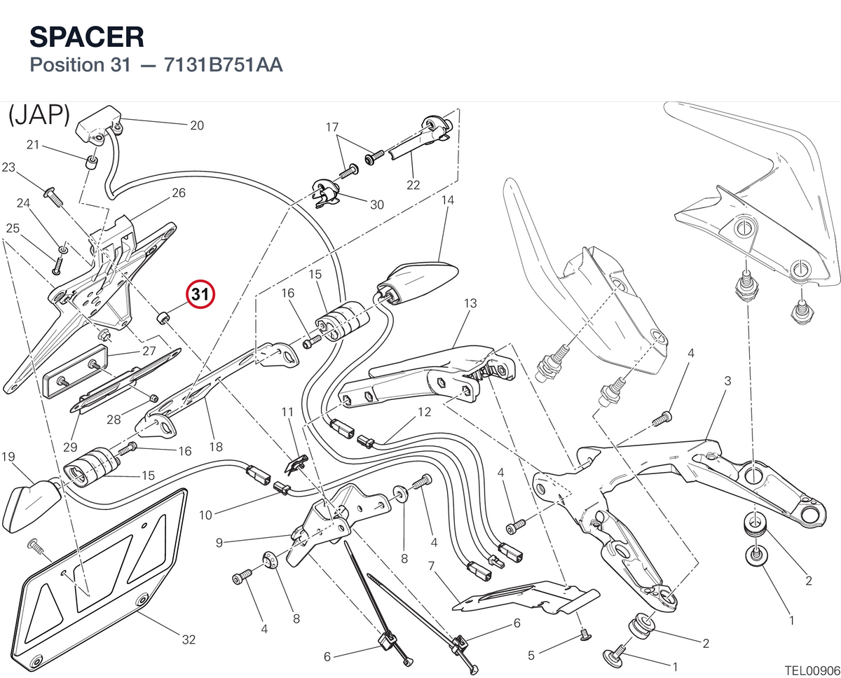 SPACER 7131B751AA diagram position