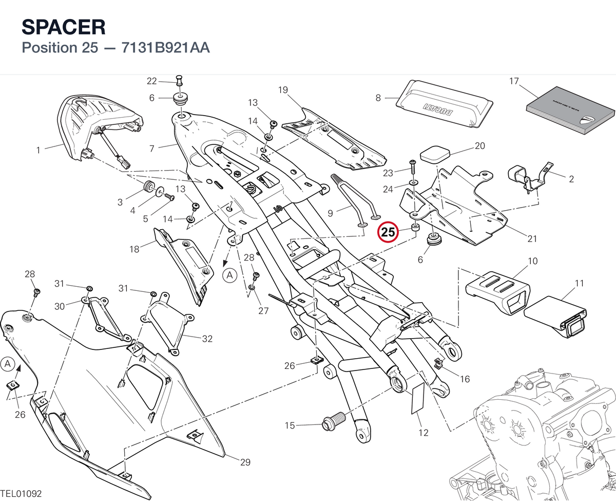 SPACER 7131B921AA diagram position