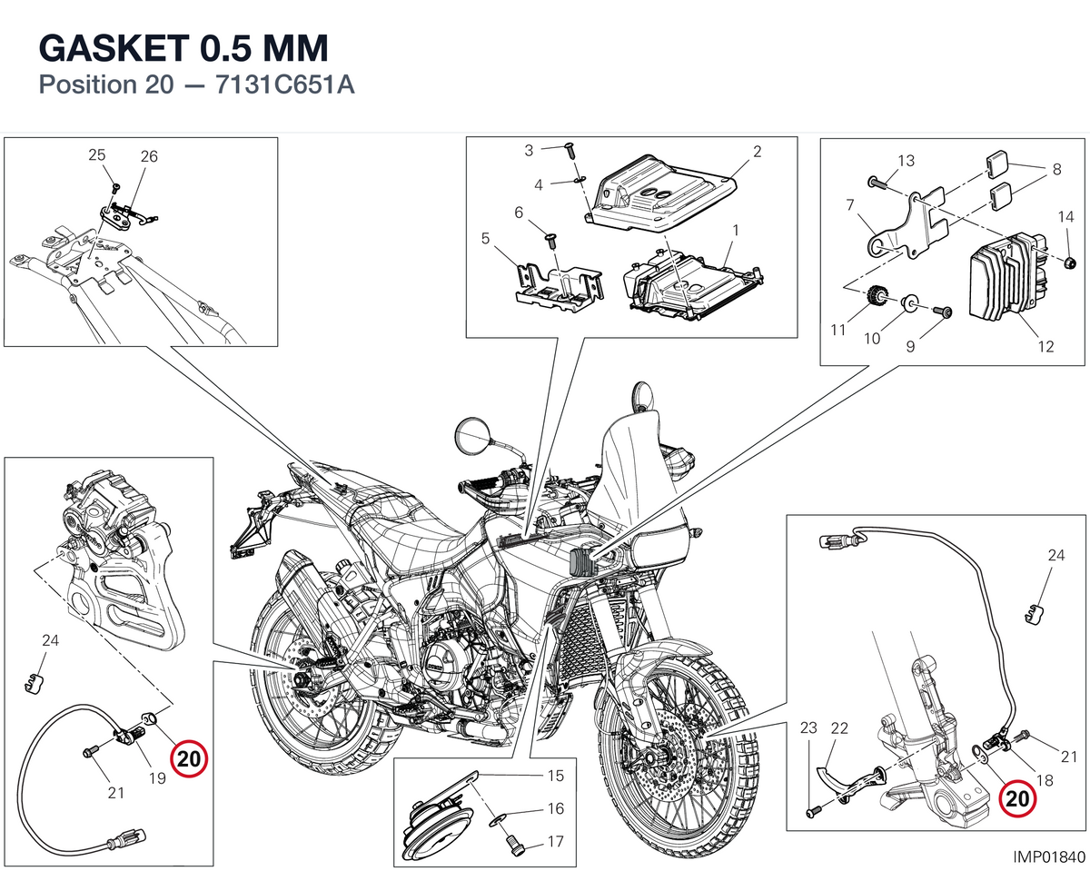 GASKET 0.5 MM 7131C651A diagram position