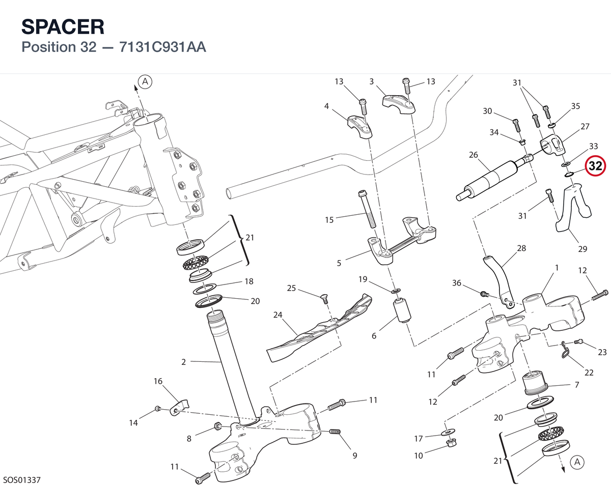SPACER 7131C931AA diagram position