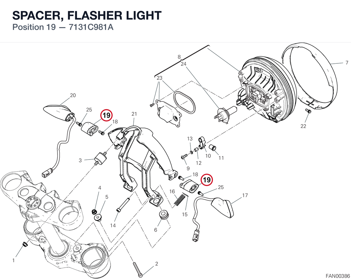 SPACER, FLASHER LIGHT 7131C981A diagram position