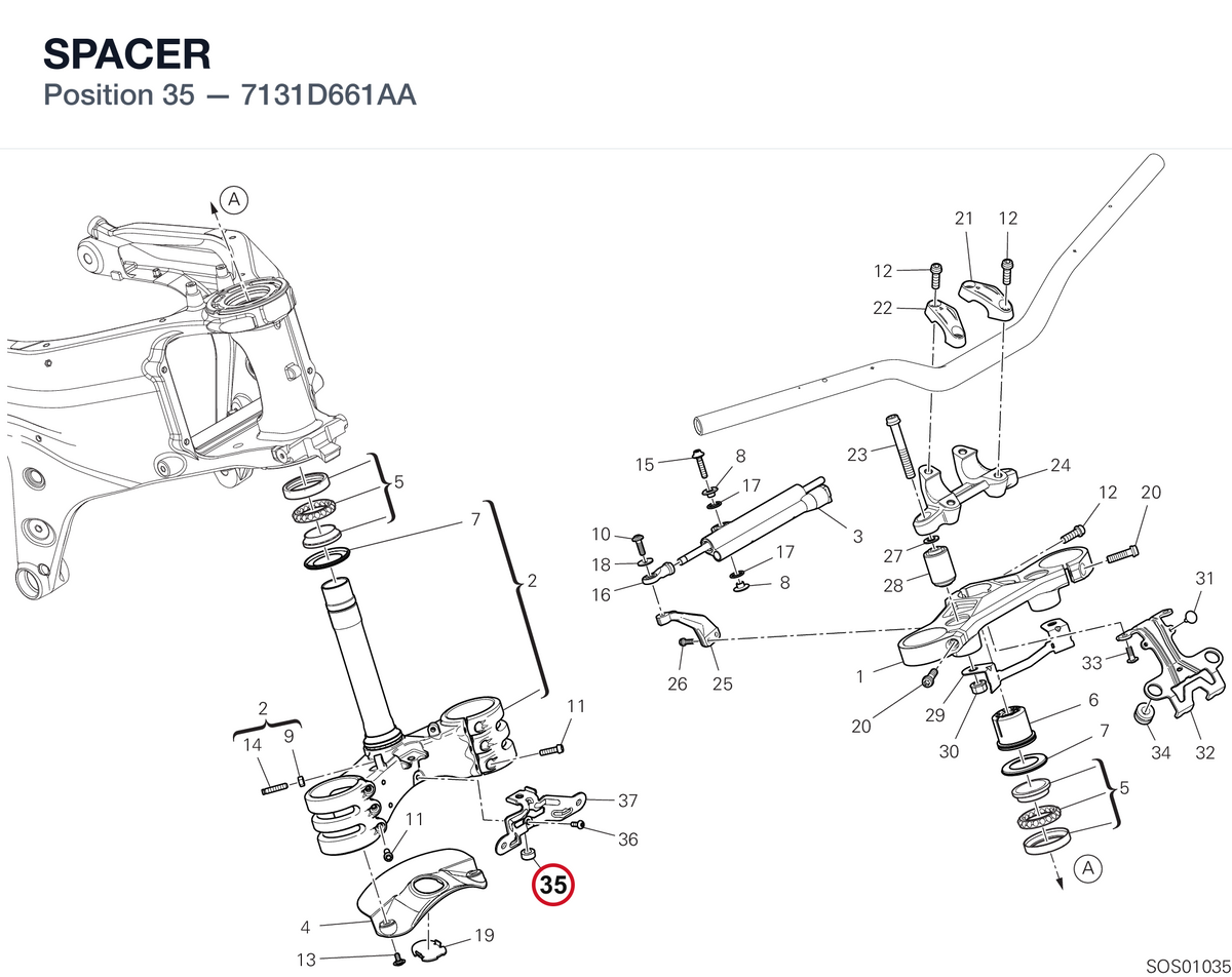 SPACER 7131D661AA diagram position