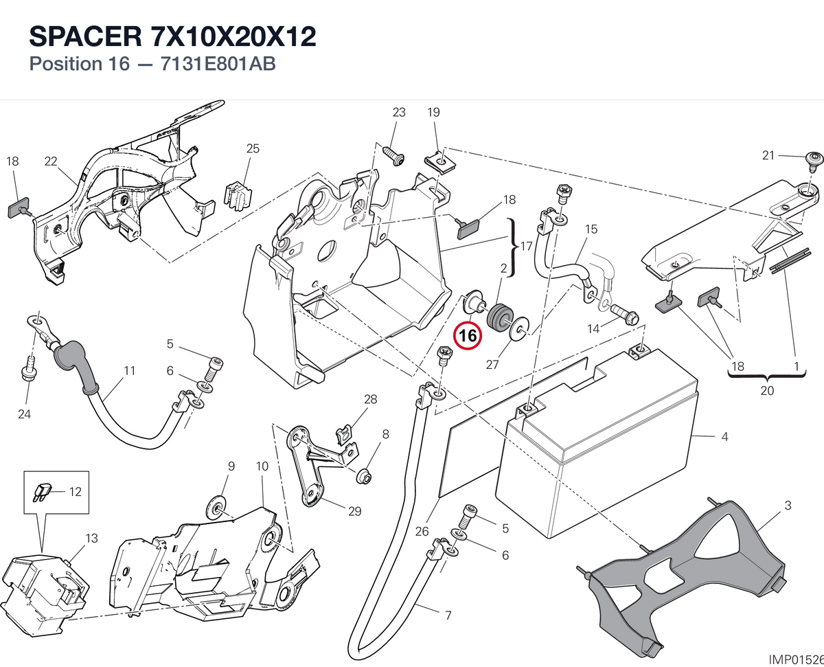 SPACER 7X10X20X12 7131E801AB diagram position