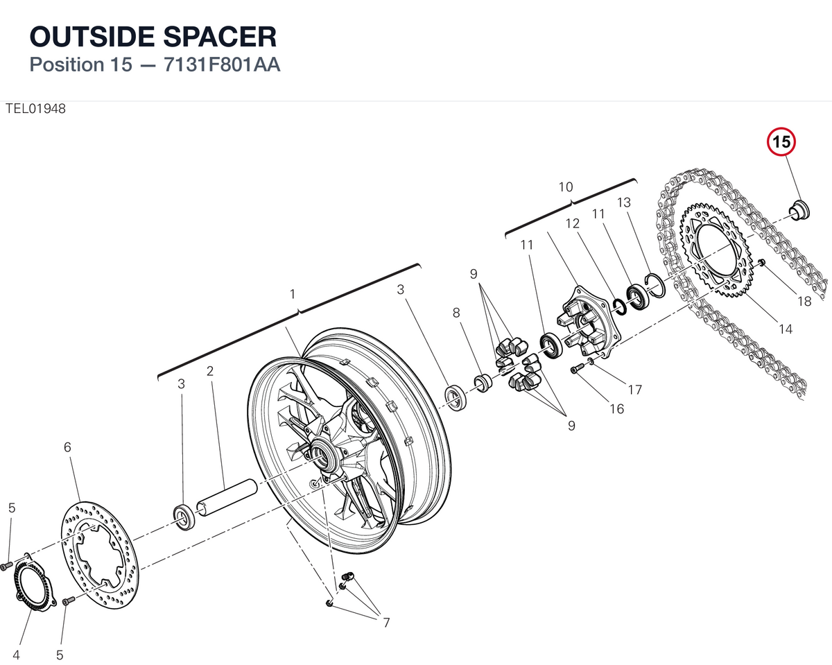 OUTSIDE SPACER 7131F801AA diagram position