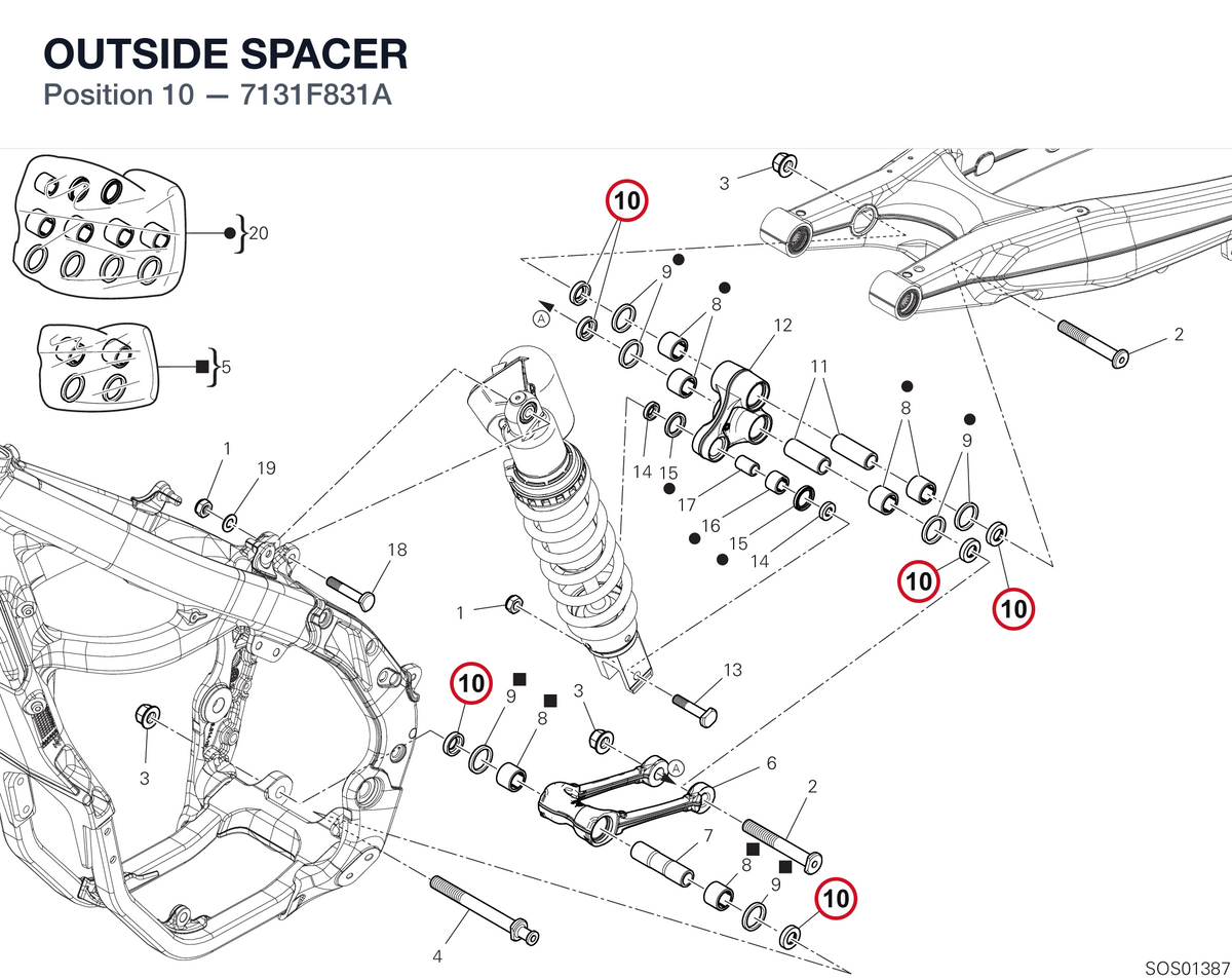 OUTSIDE SPACER 7131F831A diagram position