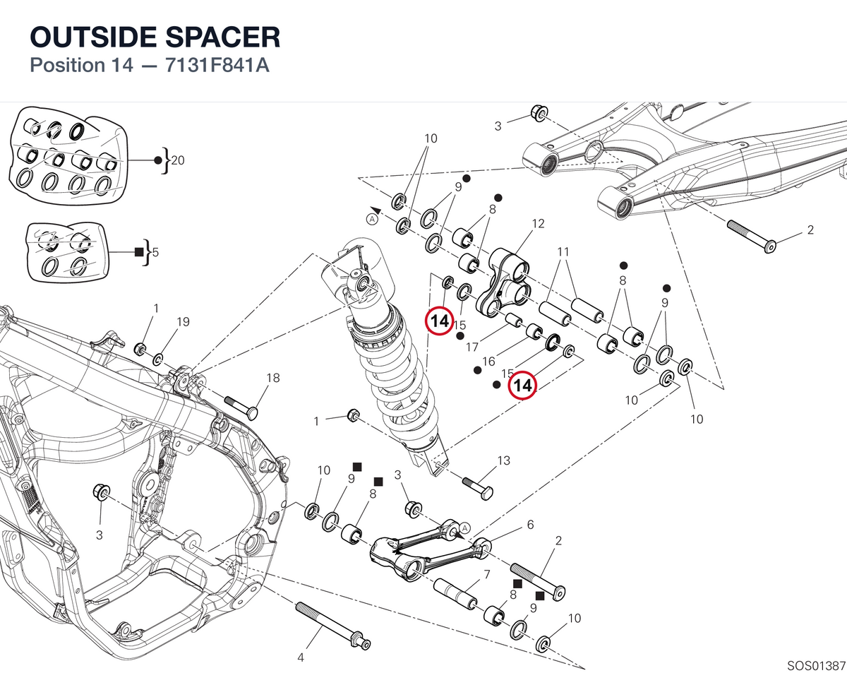 OUTSIDE SPACER 7131F841A diagram position