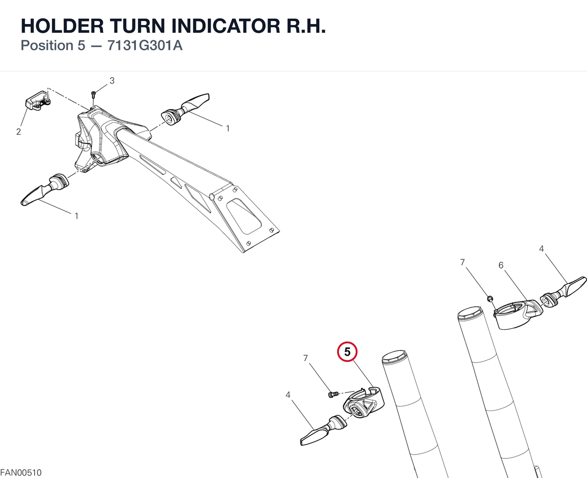 HOLDER TURN INDICATOR R.H. 7131G301A diagram position