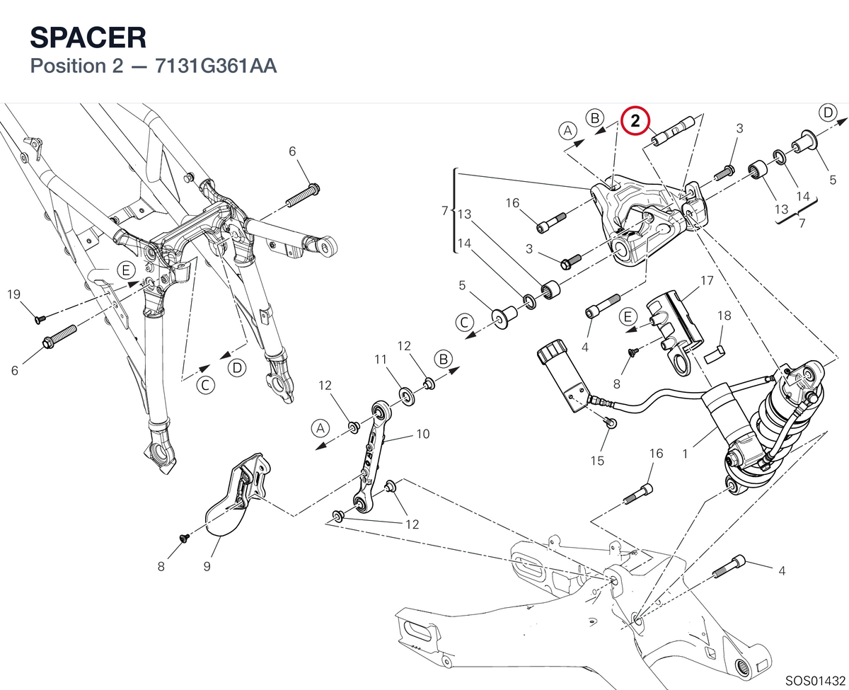SPACER 7131G361AA diagram position