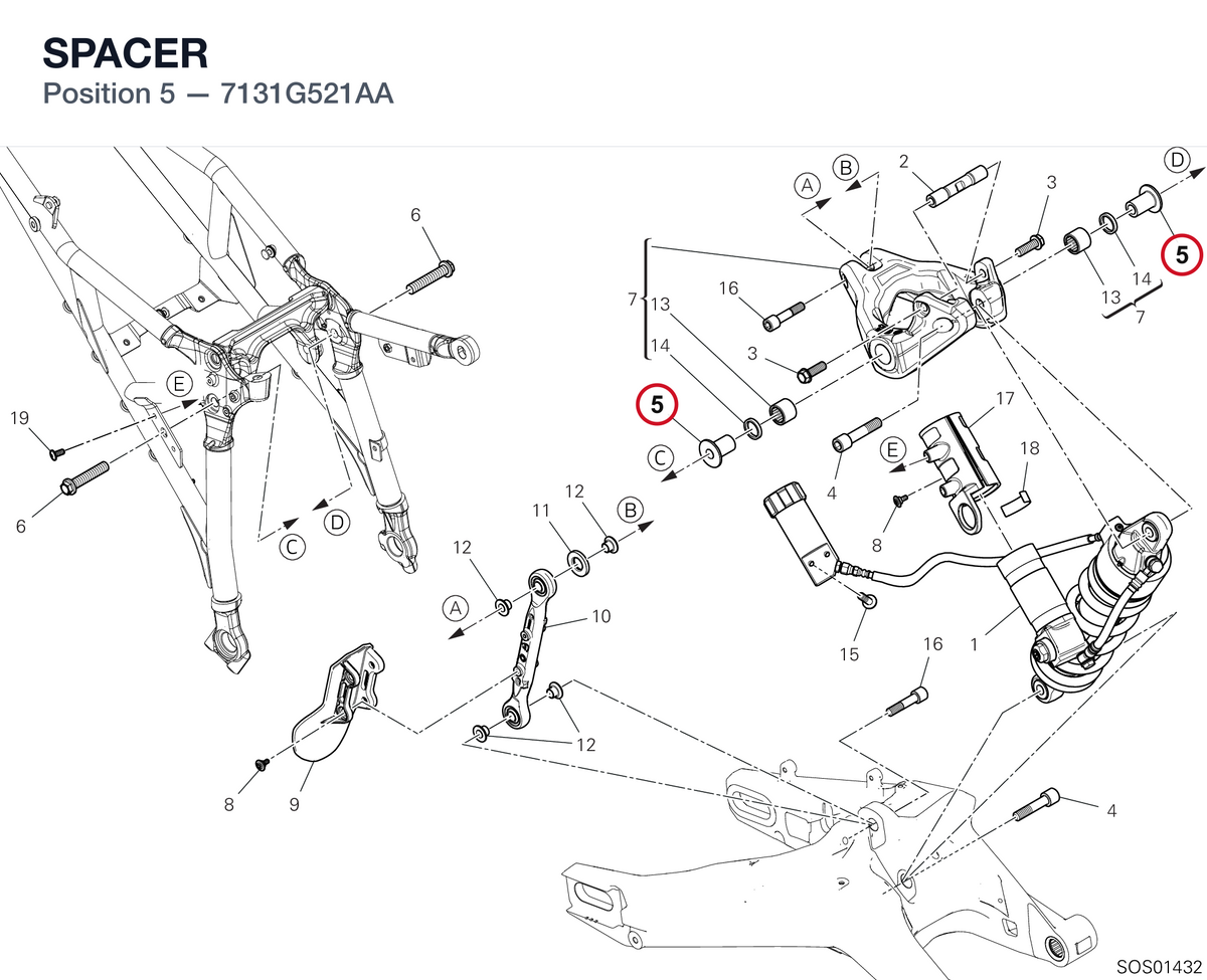 SPACER 7131G521AA diagram position