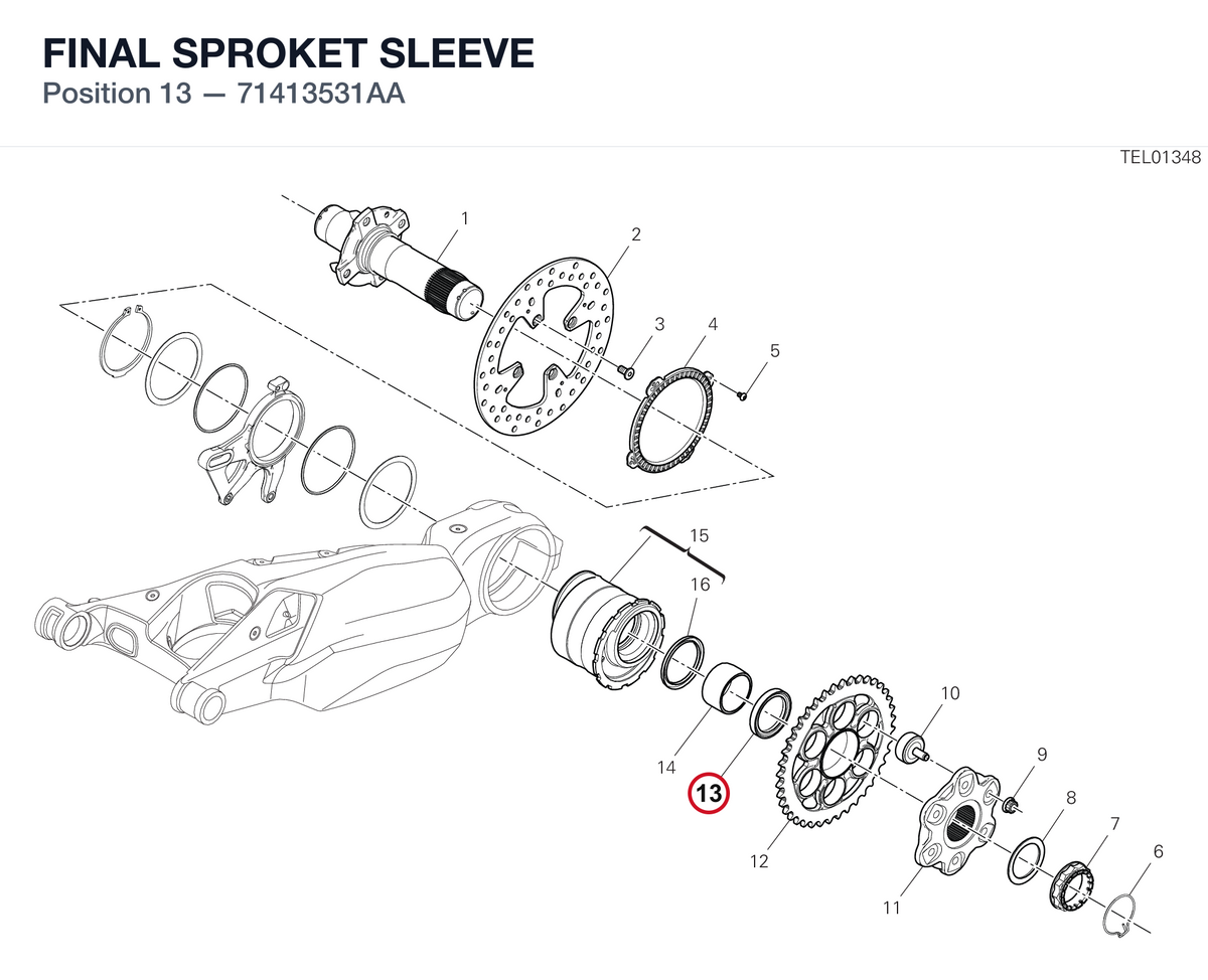 FINAL SPROKET SLEEVE 71413531AA diagram position