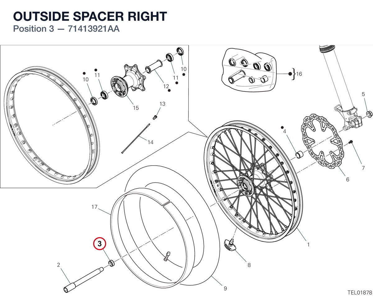 OUTSIDE SPACER RIGHT 71413921AA diagram position