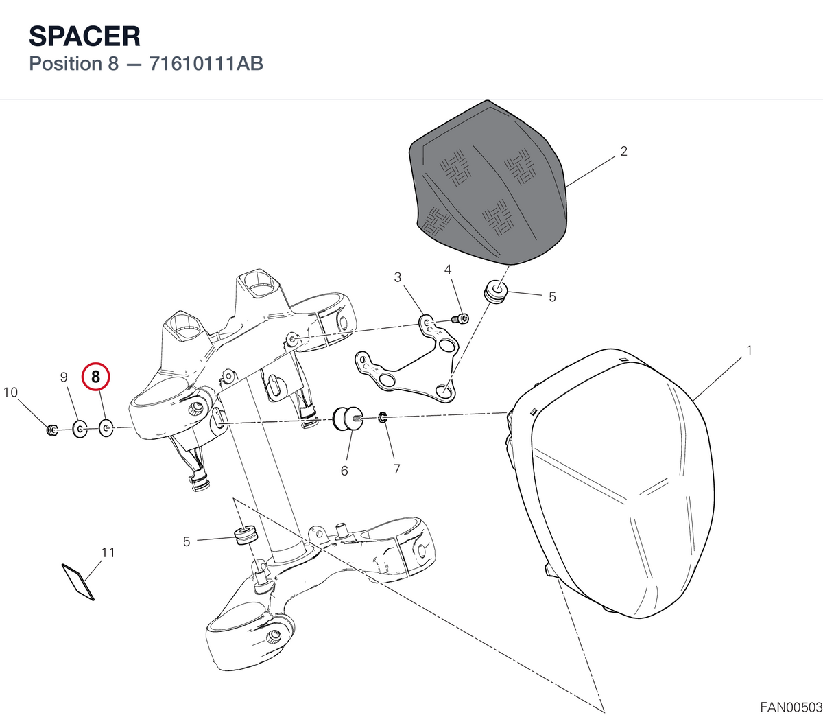SPACER 71610111AB diagram position