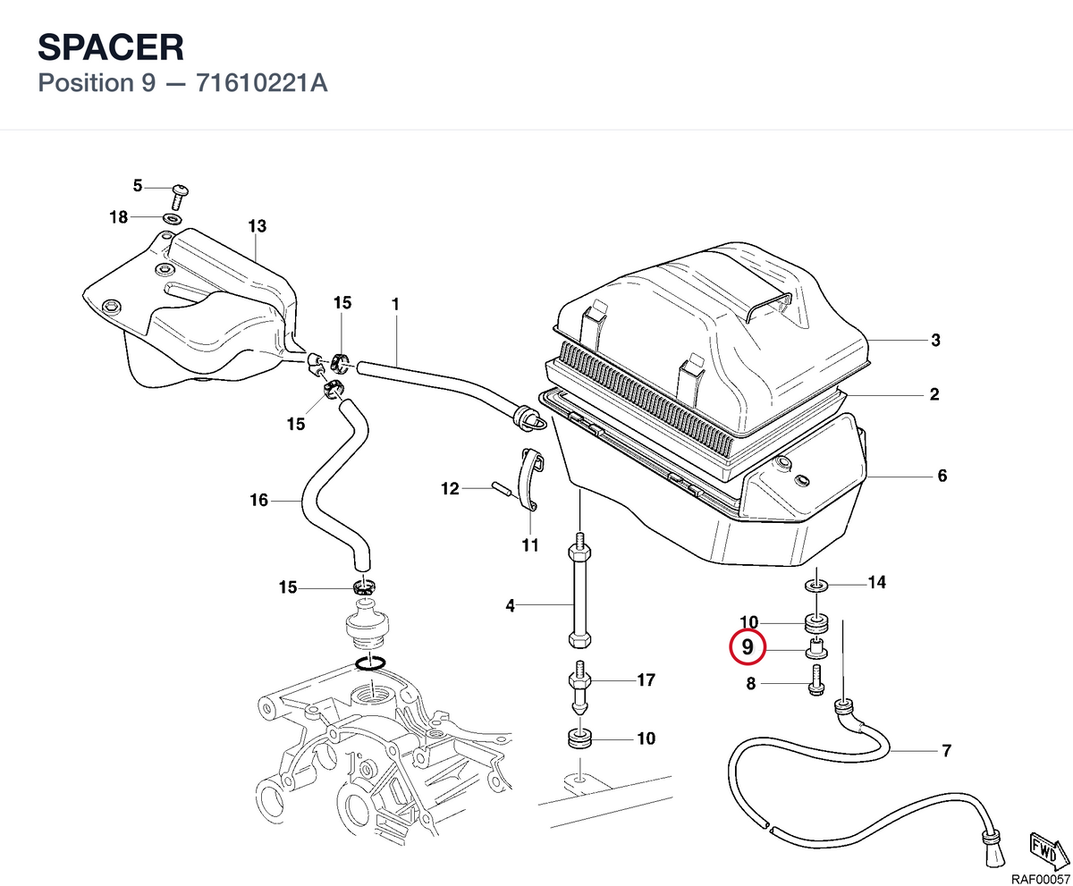 SPACER 71610221A diagram position