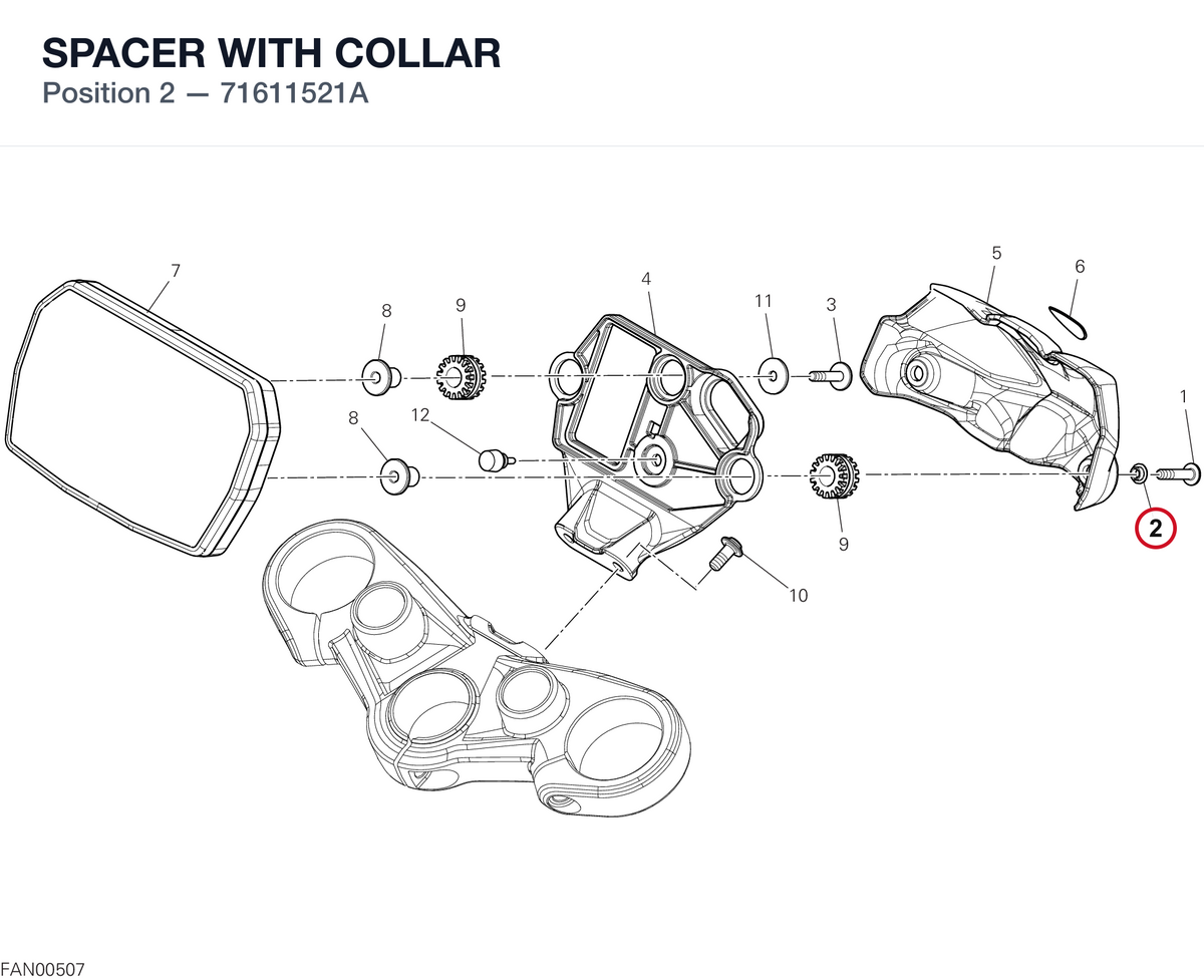 SPACER WITH COLLAR 71611521A diagram position