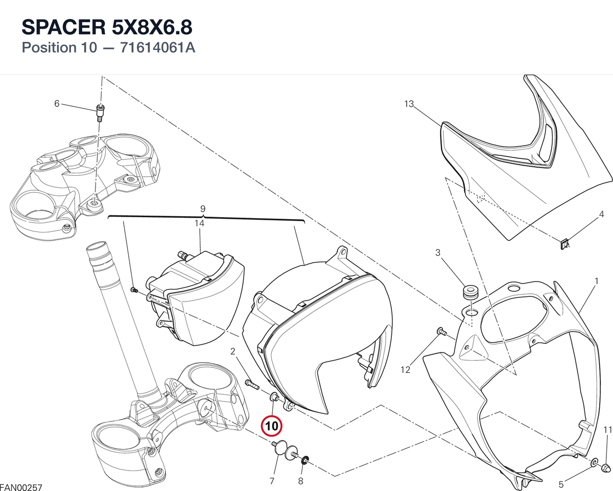 SPACER 5X8X6.8 71614061A diagram position