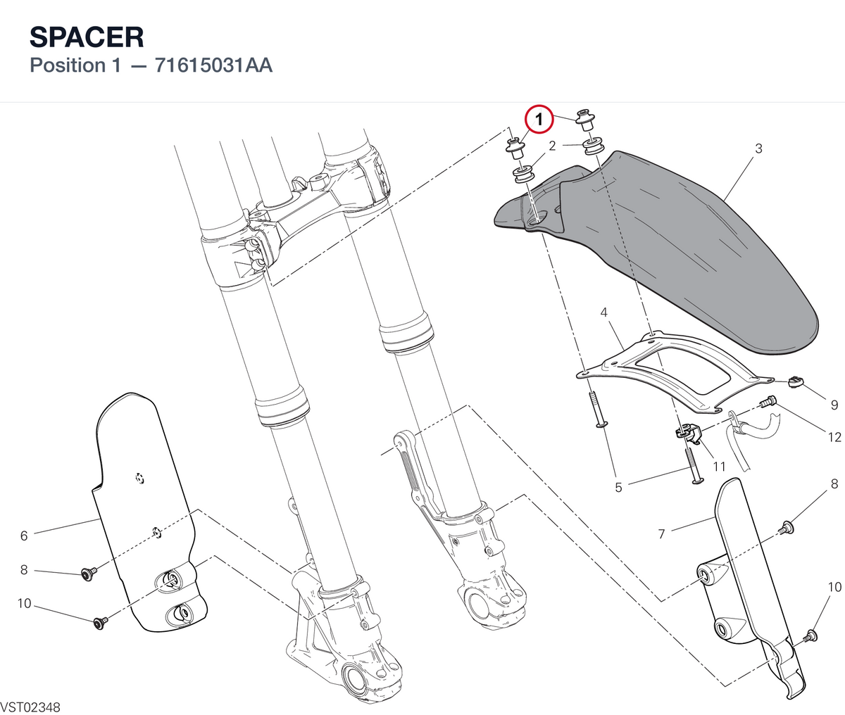 SPACER 71615031AA diagram position