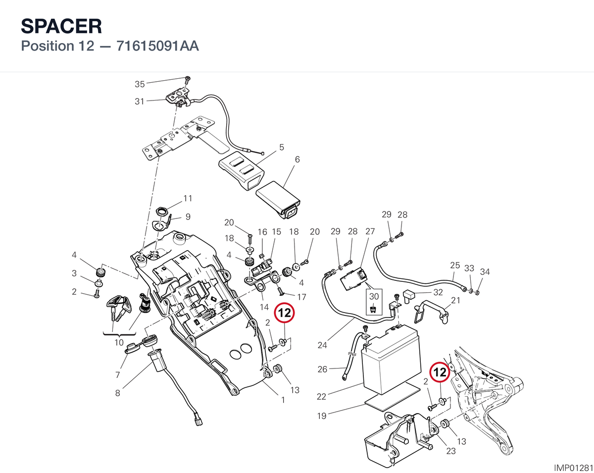 SPACER 71615091AA diagram position