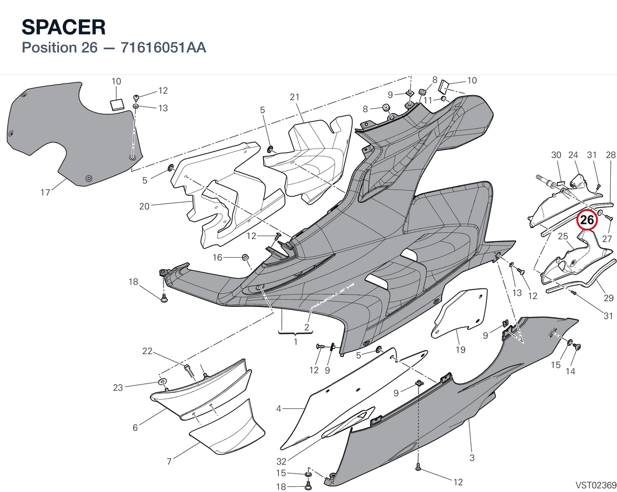 SPACER 71616051AA diagram position