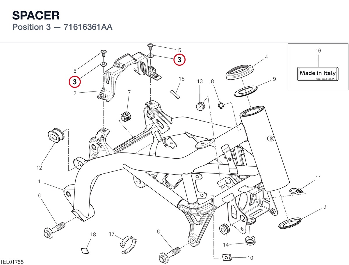 SPACER 71616361AA diagram position