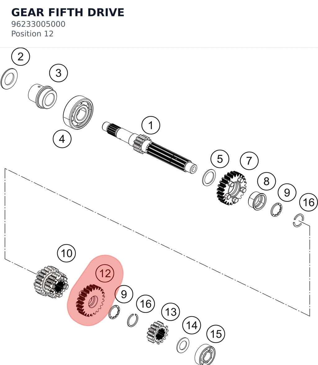 Diagram preview: GEAR FIFTH DRIVE (96233005000)