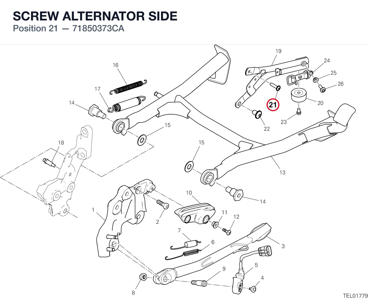 SCREW ALTERNATOR SIDE 71850373CA diagram position