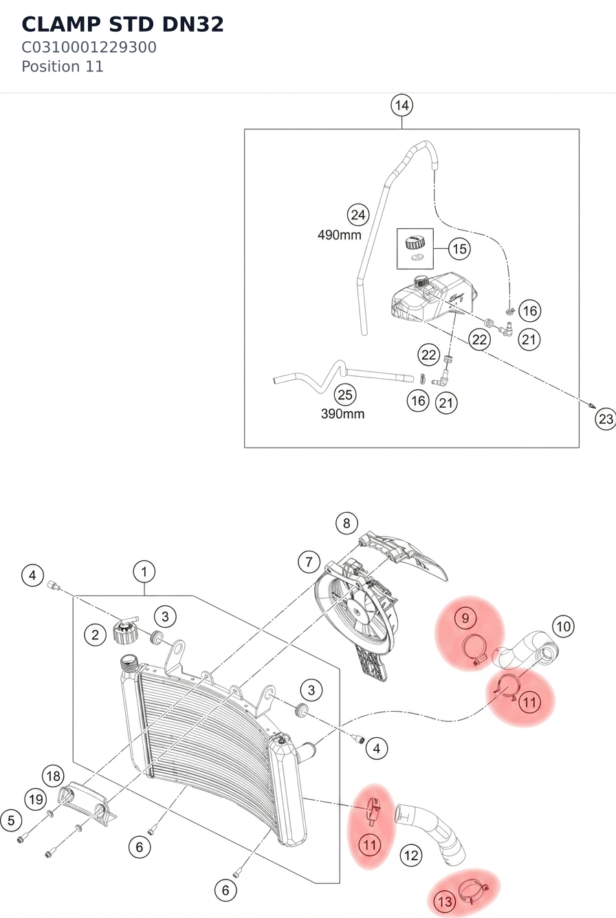 Diagram preview: CLAMP STD DN32 (C0310001229300)
