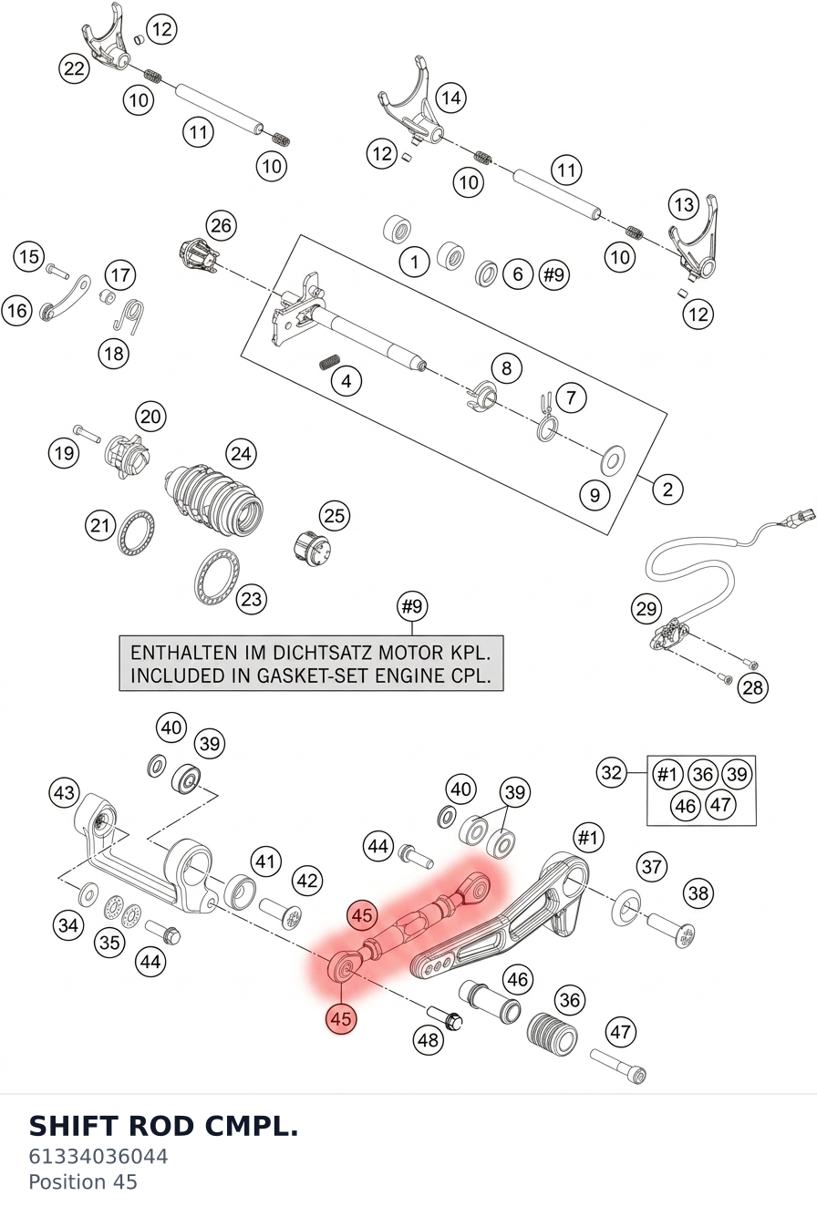 Diagram preview: SHIFT ROD CMPL. (61334036044)