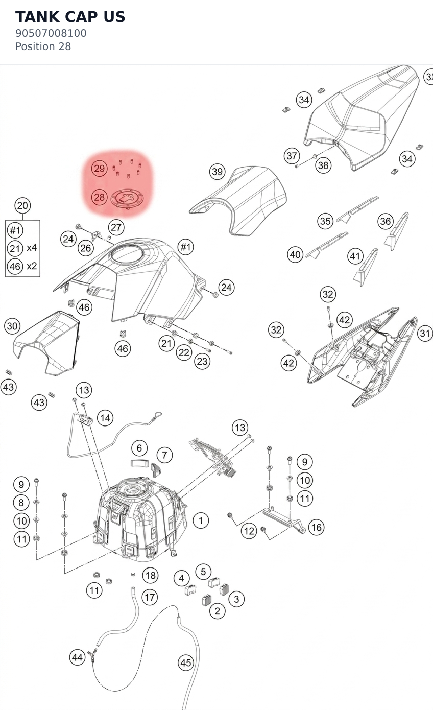 Diagram preview: TANK CAP US (90507008100)