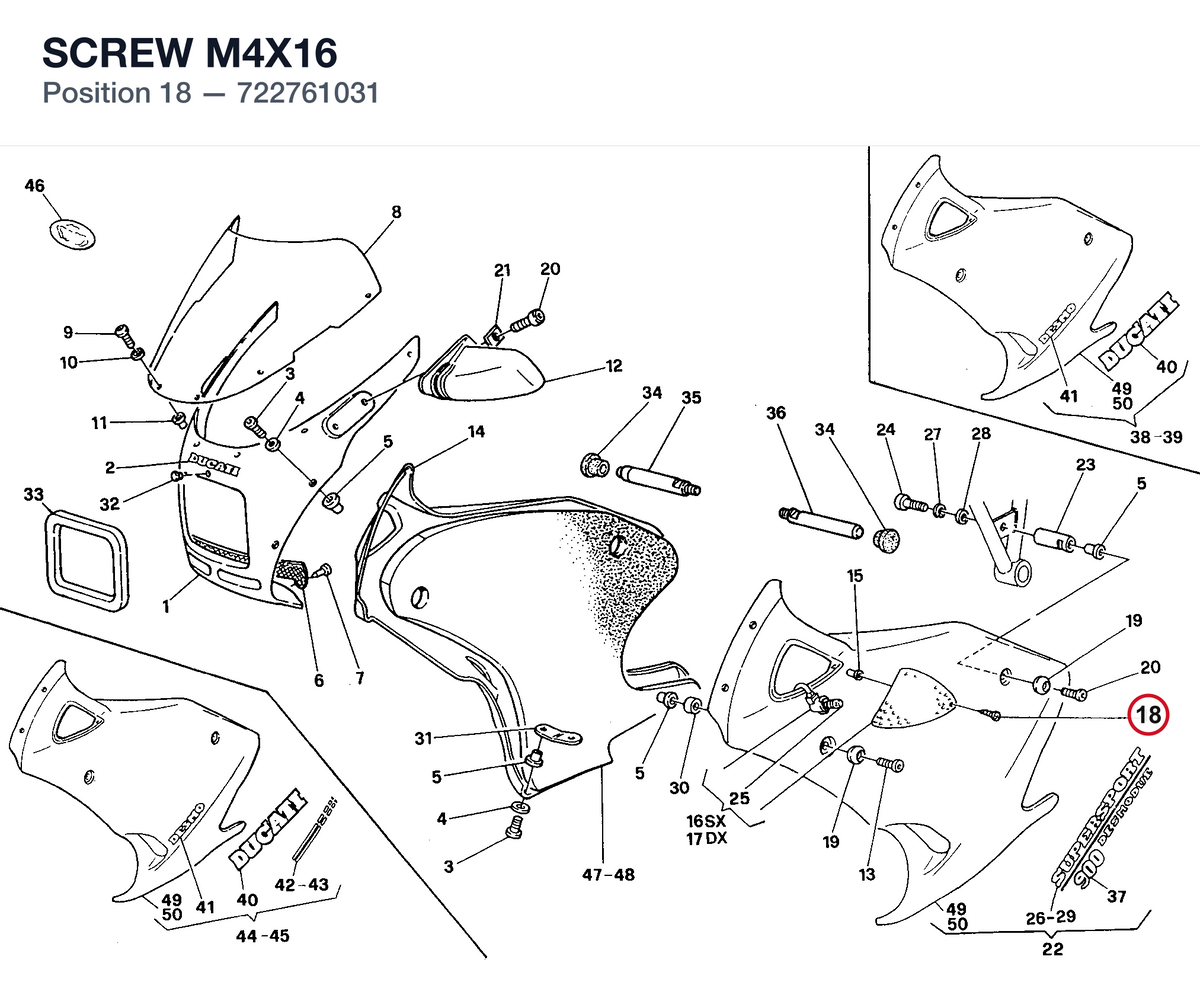 SCREW M4X16 722761031 diagram position