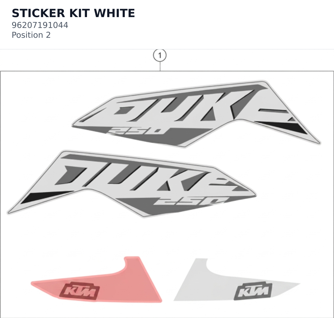 Diagram preview: STICKER KIT WHITE (96207191044)