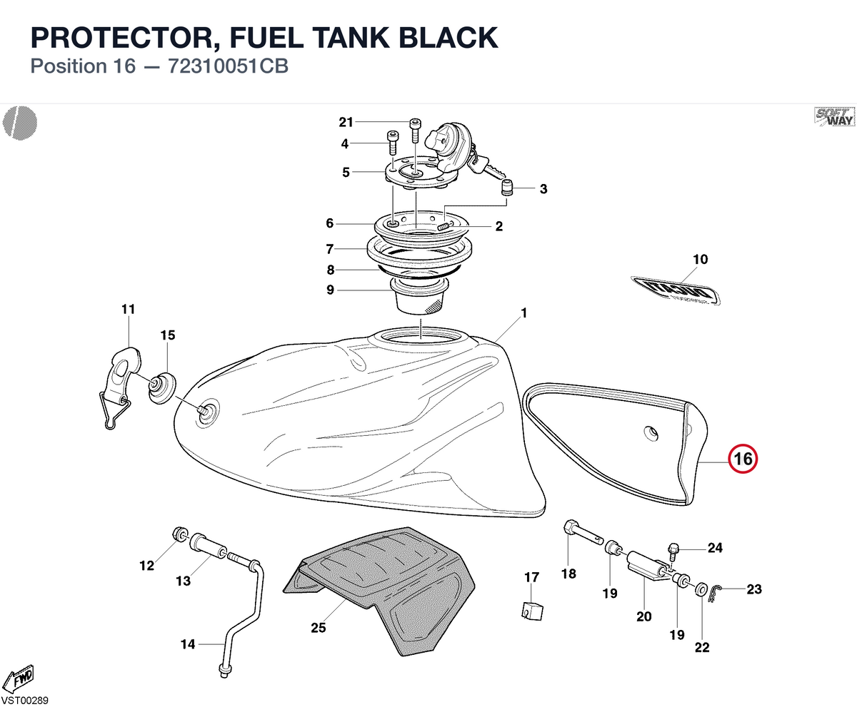 PROTECTOR, FUEL TANK BLACK 72310051CB diagram position