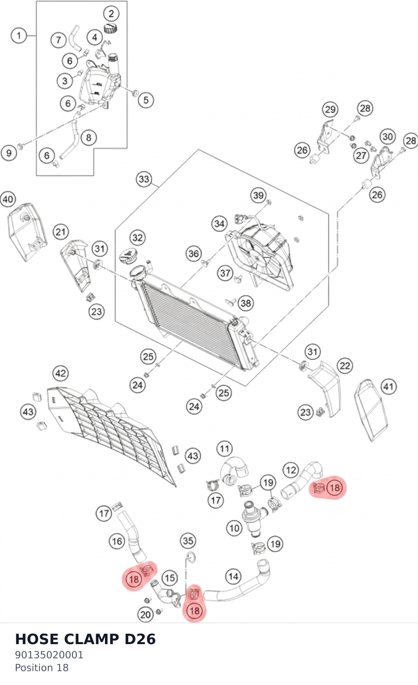 Diagram preview: HOSE CLAMP D26 (90135020001)