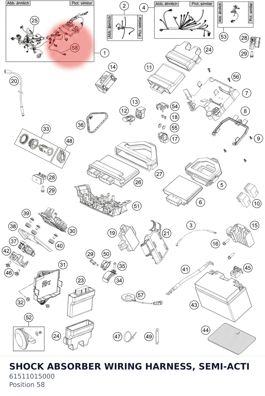 Diagram preview: SHOCK ABSORBER WIRING HARNESS, SEMI-ACTI (61511015000)