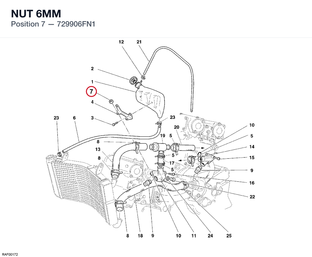 NUT 6MM 729906FN1 diagram position