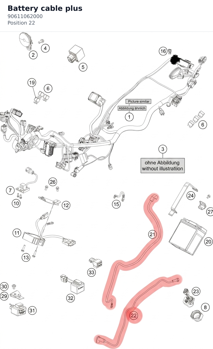 Diagram preview: Battery cable plus (90611062000)