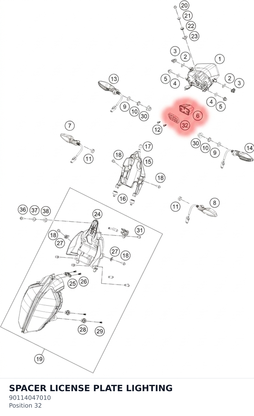 Diagram preview: SPACER LICENSE PLATE LIGHTING (90114047010)