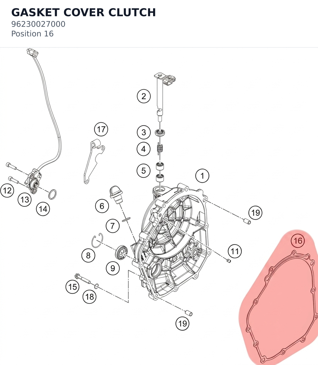 Diagram preview: GASKET COVER CLUTCH (96230027000)