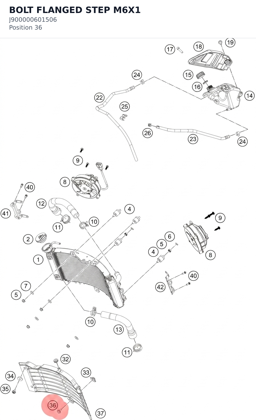 Diagram preview: BOLT FLANGED STEP M6X1 (J900000601506)