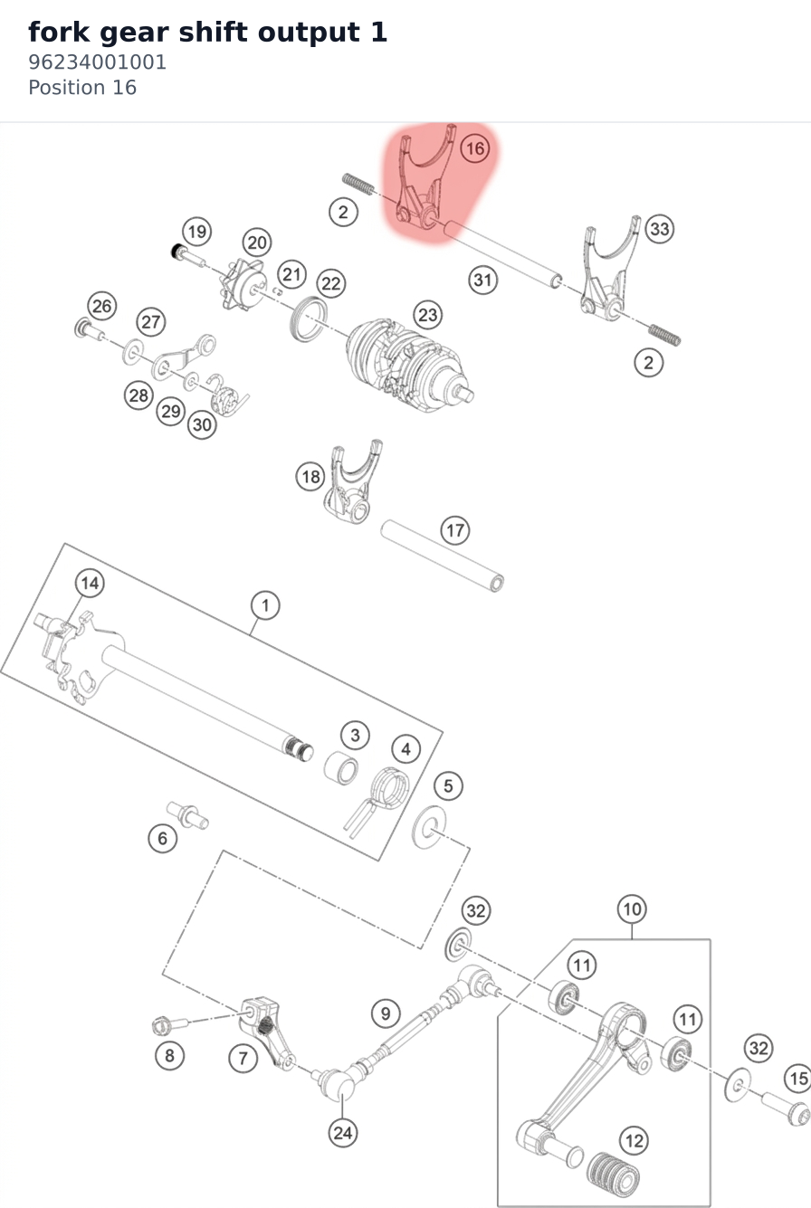 Diagram preview: fork gear shift output 1 (96234001001)